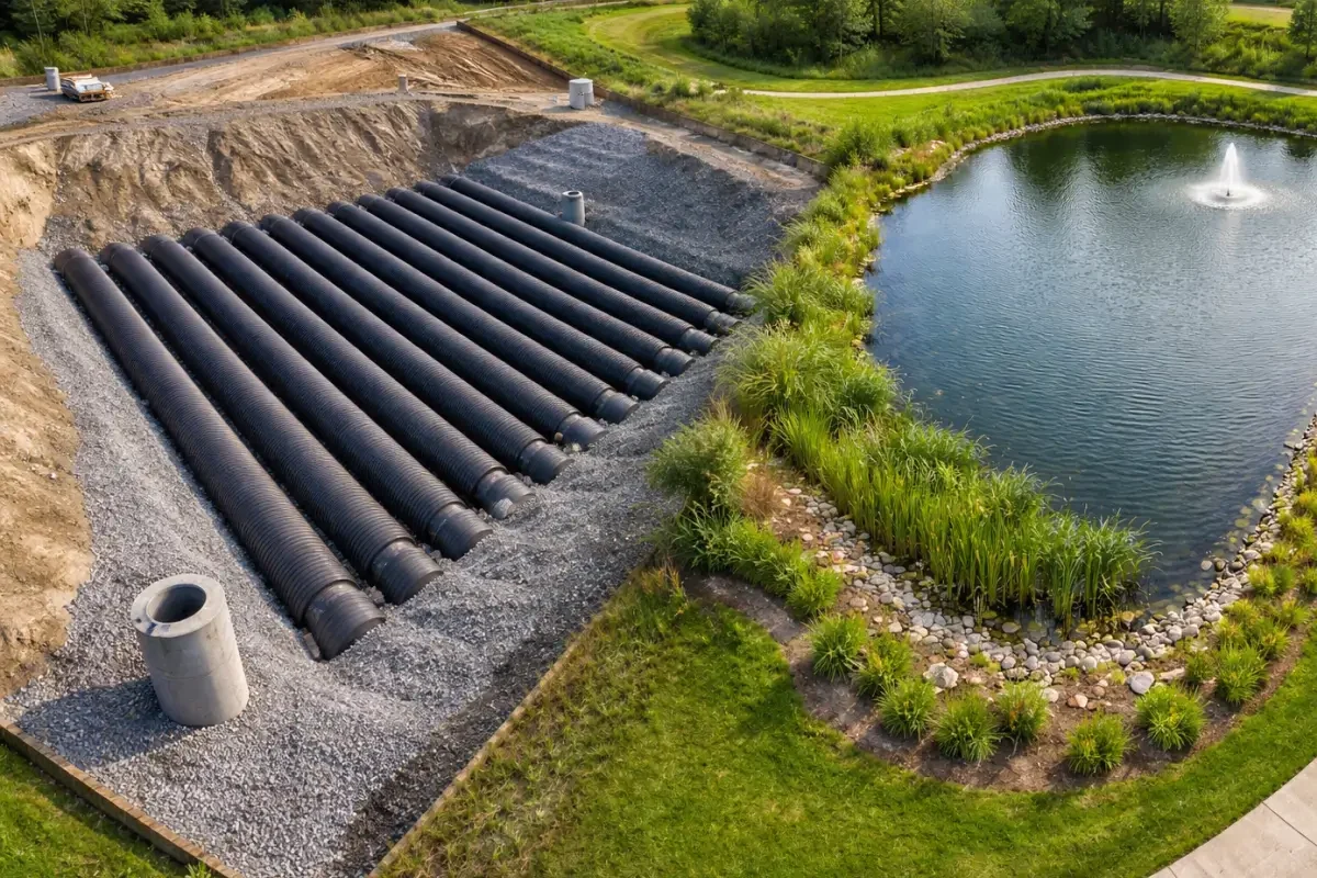 drainage pipes used in stormwater detention system