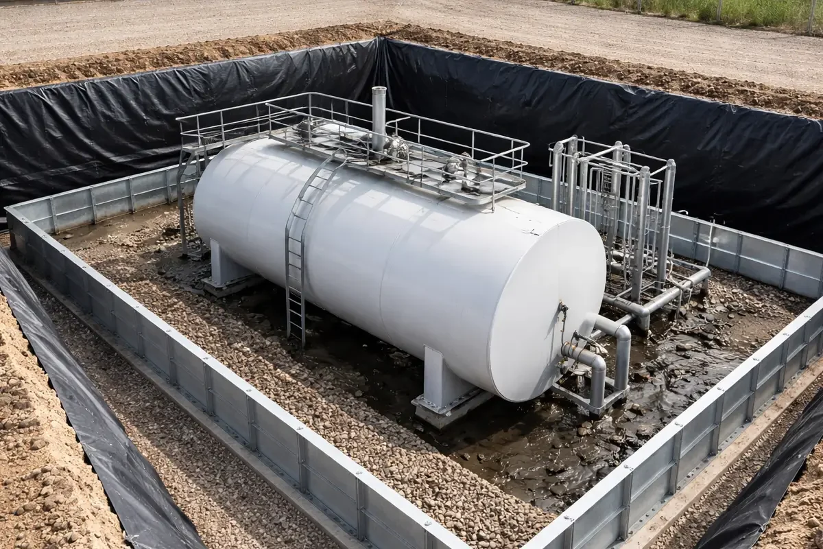 secondary containment tank for fuel storage in ground pit